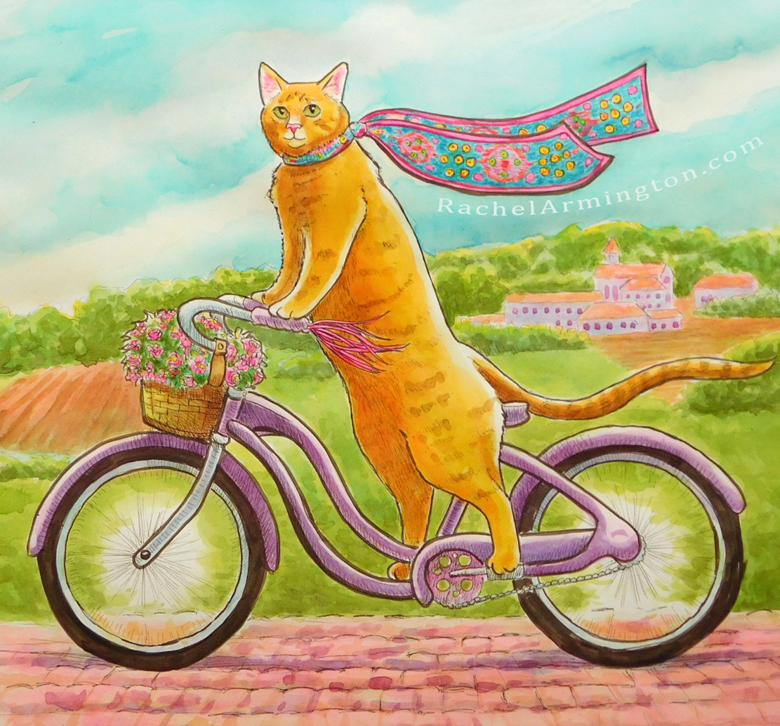 Кот на велосипеде
