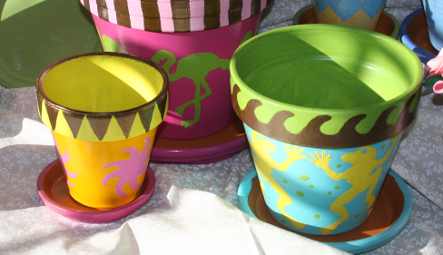 Completed Popsicle Bright flower Pots